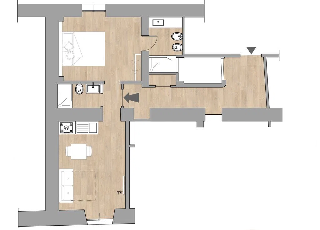 Planimetria Appartamento B Genovapartments – 34 m²