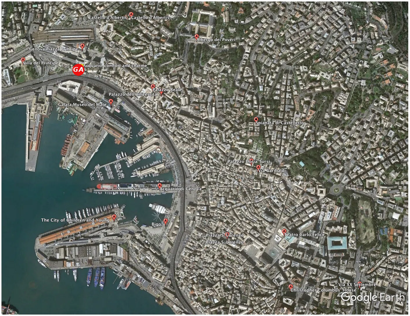 Mappa delle attrazioni di Genova – tutte raggiungibili a piedi da Genovapartments